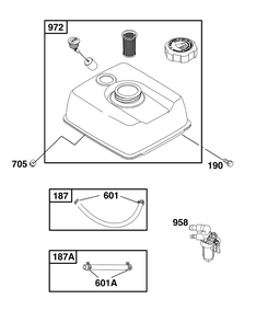 Fuel Supply Group Diagram and Parts List for 117432-0624-B1  Briggs and Stratton Engine